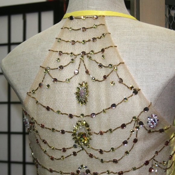 Sunshine Yellow Gown with Jewelled Sheer Back - Picture 7 of 11